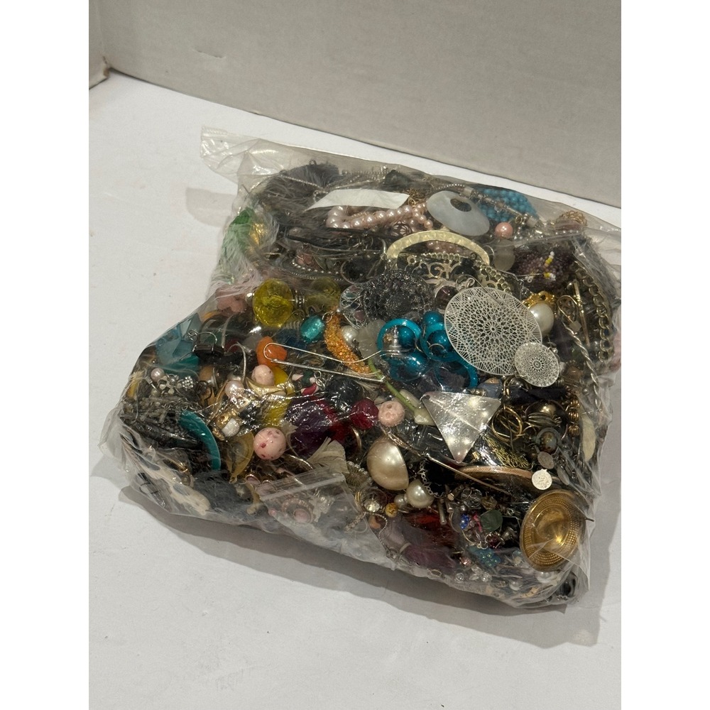 6.4 lbs Mixed Costume Jewelry Lot Bulk Crafting Beads Earrings Mystery Lot As Is - Picture 3 of 10